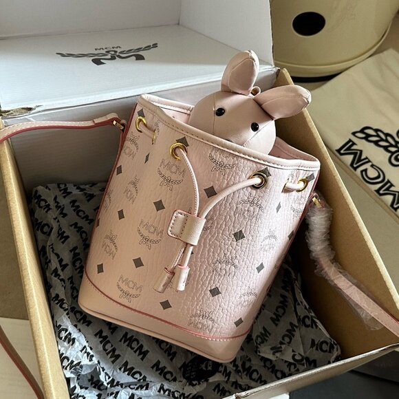 MCM pink rabbit fashion bucket shoulder bag - Picture 1 of 9